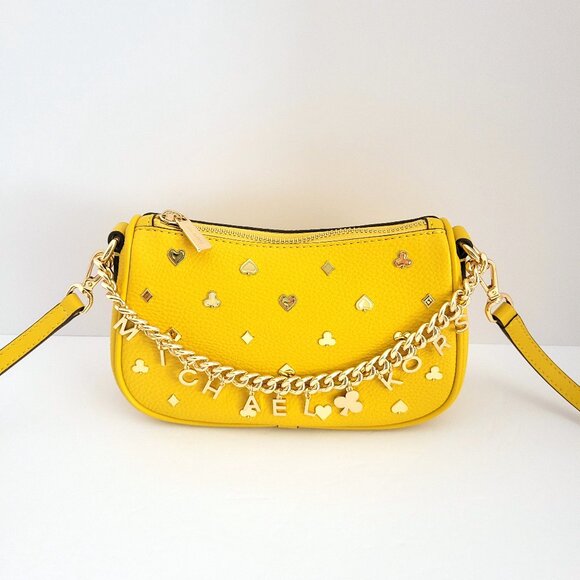 Michael Kors Carmela Small Embellished Convertible Crossbody Honey Handbag - Picture 1 of 7